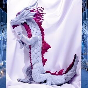 Majestic White and Pink Dragon Figurine